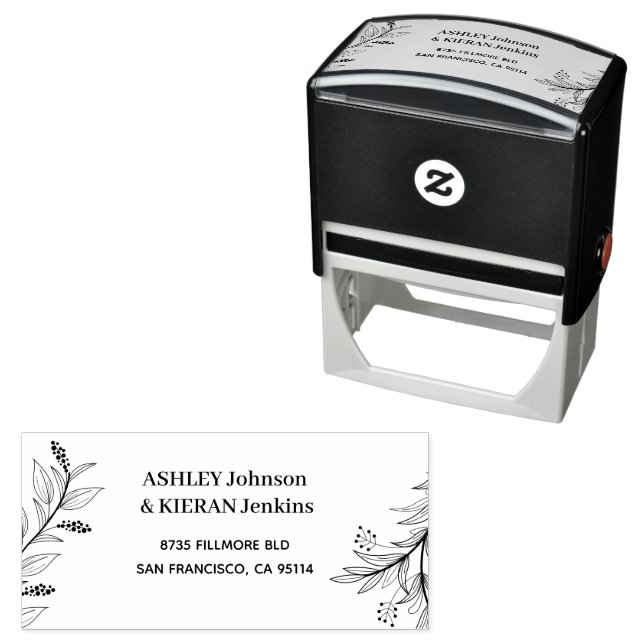 Floral Elegant return address  Self-inking Stamp (In Situ)