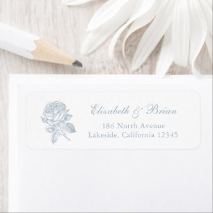 Floral Elegant Rose Blue Mariage Adresse