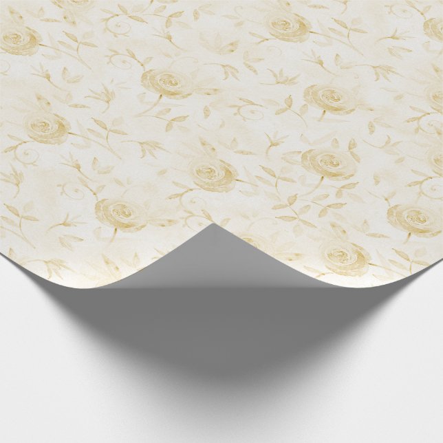 Floral Elegant Rose Yellow Pattern Wrapping Paper (Corner)