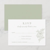 Floral Elegant Sage Green Mariage RSVP Invitation