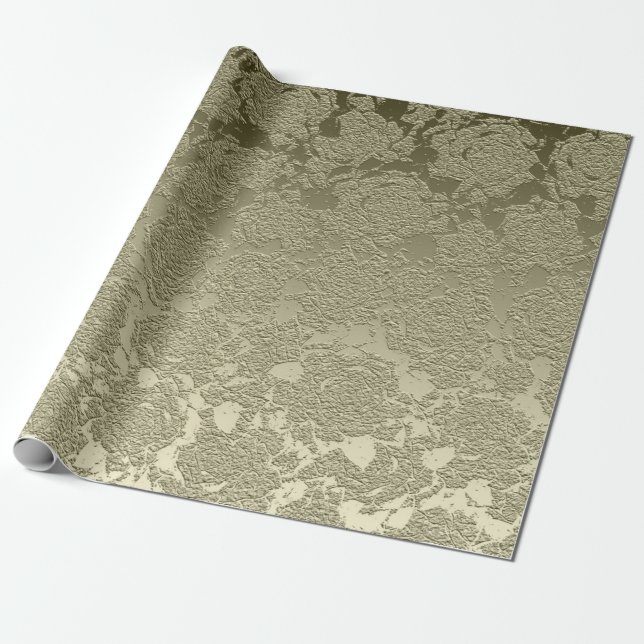 Floral Elegant Sage Green Modern Wrapping Paper (Unrolled)