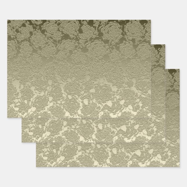 Floral Elegant Sage Green Modern Wrapping Paper Sheet (Set)