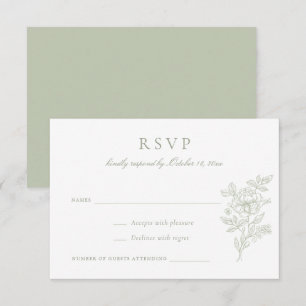 Floral Elegant Sage Green Wedding RSVP Invitation
