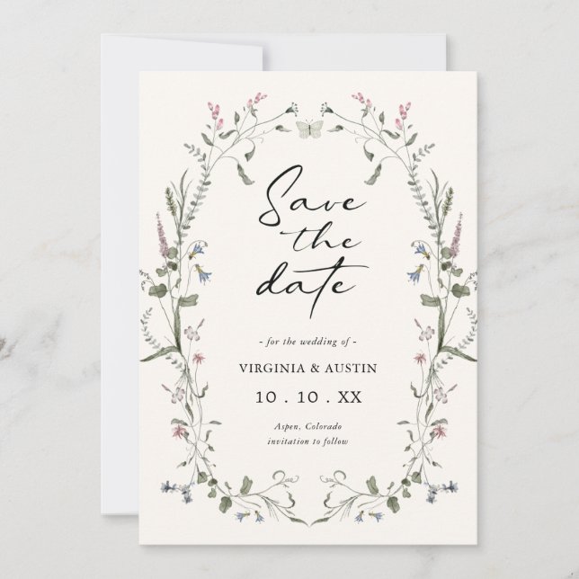Floral Elegant Save The Date (Front)