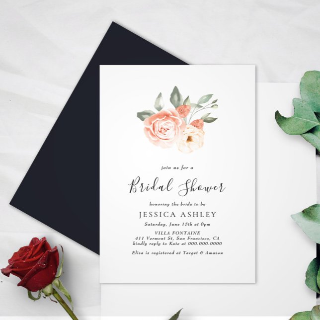 Floral Elegant Script Bridal Shower Invitation (Creator Uploaded)