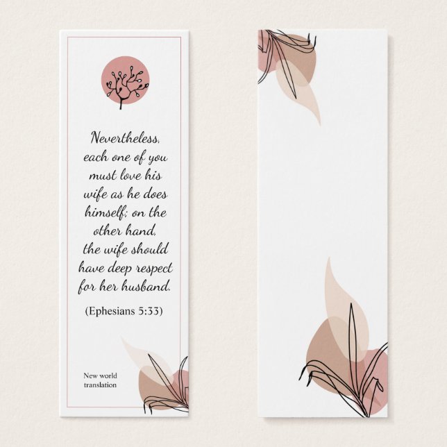 Floral Elegant Spiritual Bible Verse Bookmark (Front & Back)