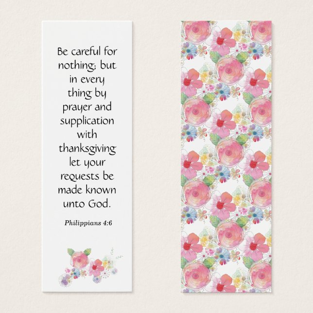 Floral Elegant Spiritual Bible Verse Bookmark (Front & Back)