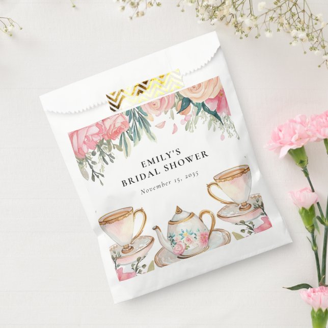 Floral Elegant Tea Party Bridal Shower Favour Bag (Sealed)