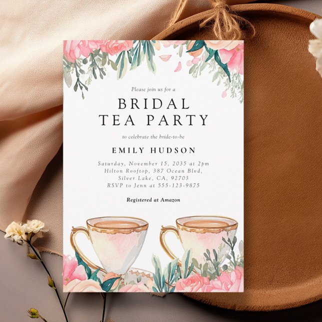 Floral Elegant Tea Party Bridal Shower Invitation (Creator Uploaded)