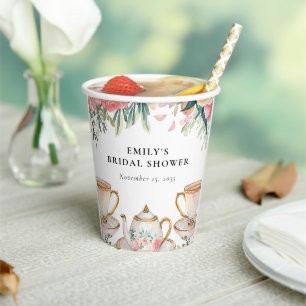 Floral Elegant Tea Party Bridal Shower Paper Cups