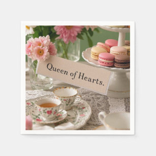 Floral elegant teacup queen of hearts  napkin