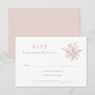 Floral Elegant Vintage Baroque Flower Wedding RSVP Invitation