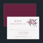 Floral Elegant Vintage Baroque Toile Wedding RSVP Invitation<br><div class="desc">Floral Elegant Vintage Baroque Wedding RSVP Response Card. French Burgundy Toile RSVP Card</div>
