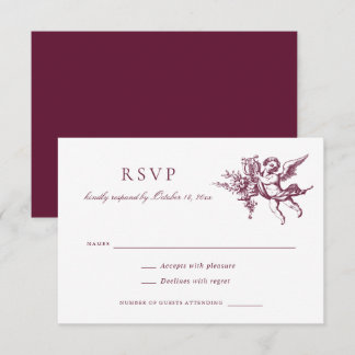 Floral Elegant Vintage Baroque Toile Wedding RSVP Invitation