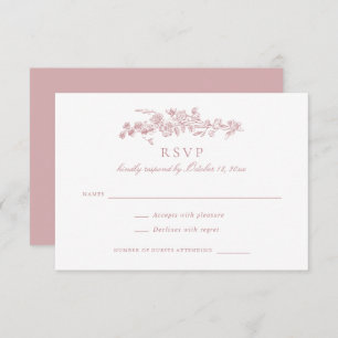 Floral Elegant Vintage Blush Toile Wedding RSVP Invitation
