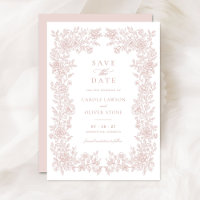 Floral Elegant Vintage Blush Wedding Save the Date