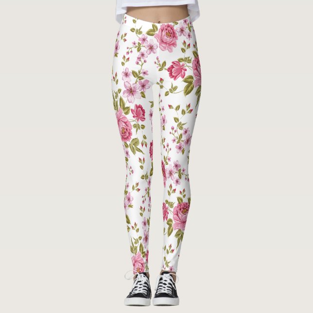Floral Elegant vintage design Leggings (Front)