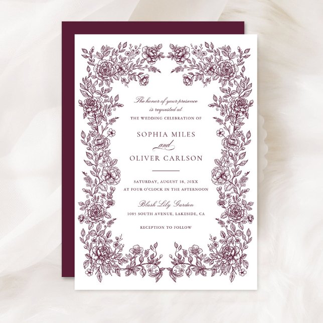 Floral Elegant Vintage Frame Wedding Invitation (Creator Uploaded)