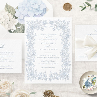 Floral Elegant Vintage Frame Wedding Invitation