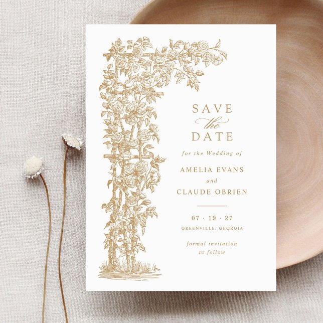 Floral Elegant Vintage Roses Trellis Wedding Invitation (Creator Uploaded)