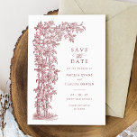 Floral Elegant Vintage Roses Trellis Wedding Invitation<br><div class="desc">Floral Elegant Vintage Roses Trellis Burgundy Wedding Save the Date Invitation Template</div>