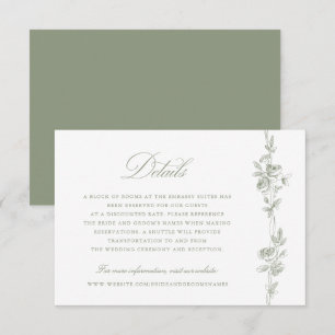 Floral Elegant Vintage Toile Wedding Details Invitation