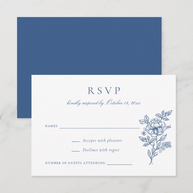 Floral Elegant Vintage Wedding RSVP Invitation (Front/Back)