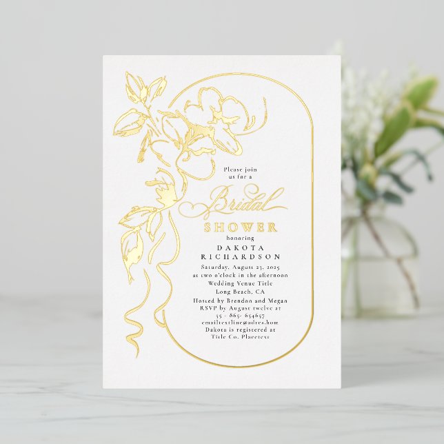 Floral Elegant White Bridal Shower Gold (Standing Front)