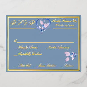 Floral Elegant White Wedding RSVP Gold Foil Invitation Postcard