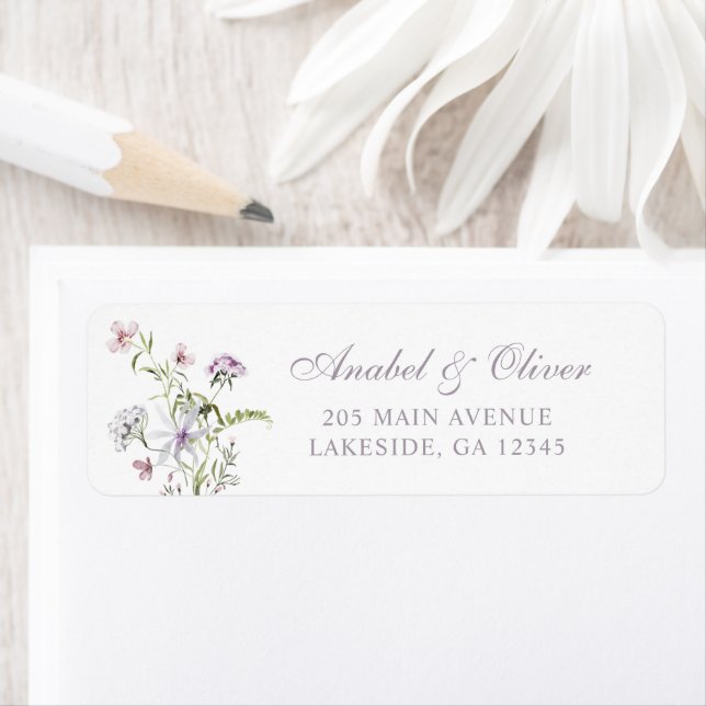Floral Elegant Wildflowers Blush Return Address (Insitu)