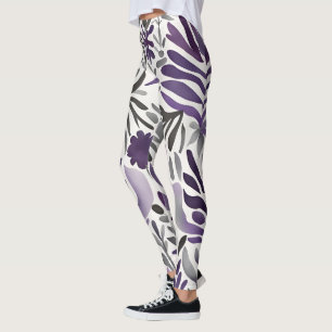 Floral Elements in Purple  Leggings