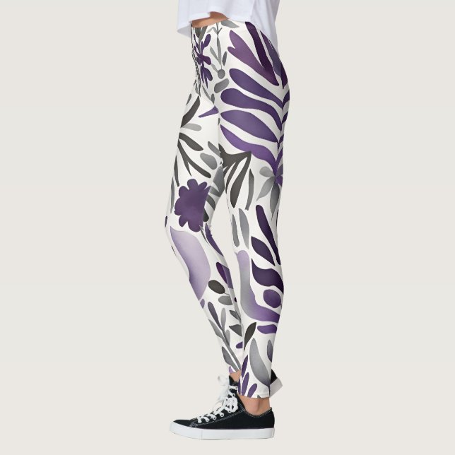 Floral Elements in Purple  Leggings (Left)