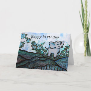 Floral Elephant Art Card