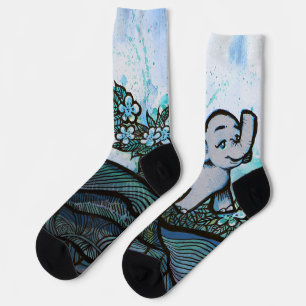 Floral Elephant Art                                Socks