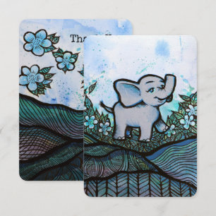 Floral Elephant Art                                Thank You Card