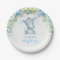 Floral Elephant Baby Boy Shower Blue Party Plate
