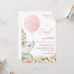 Floral Elephant Baby Shower Invitation