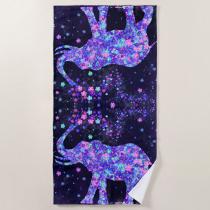 Floral Elephant Beach Towel