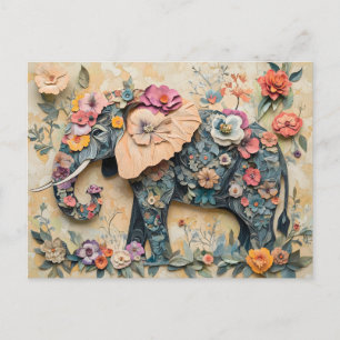 Floral Elephant Illustration Holiday Postcard