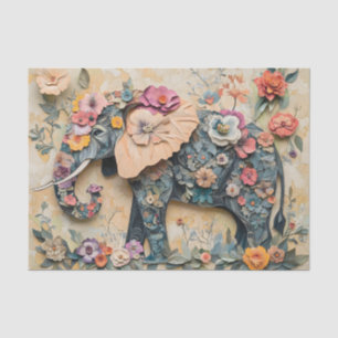 Floral Elephant Illustration Tissue Paper