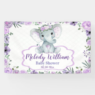 Floral Elephant Purple Sign Rustic Backdrop Shower