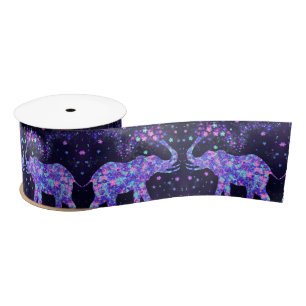 Floral Elephant Ribbon Satin Ribbon