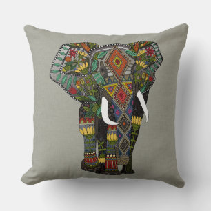 floral elephant stone throw pillow