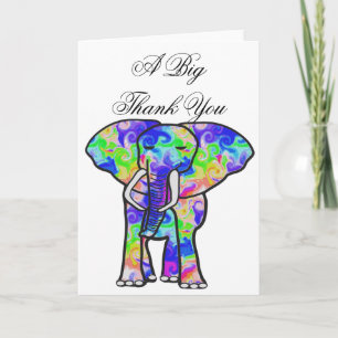 Floral Elephant Thank you Card