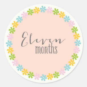 Floral Eleven Months New Baby Sticker
