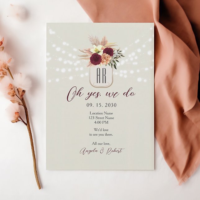 Floral Elopement Wedding Reception  Invitation (Creator Uploaded)