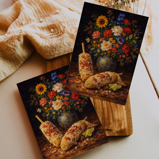 Floral Elote Still Life Art Postcard (Creator Uploaded)