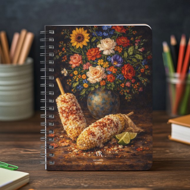 Floral Elote Still Life | Monogram Notebook (Creator Uploaded)