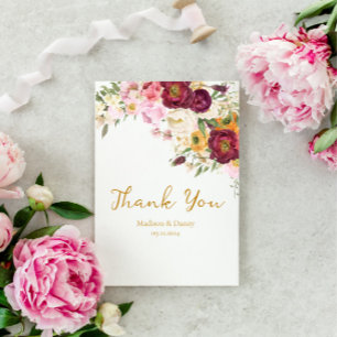 FLORAL Embrace Matrimony Wedding Thank You Card