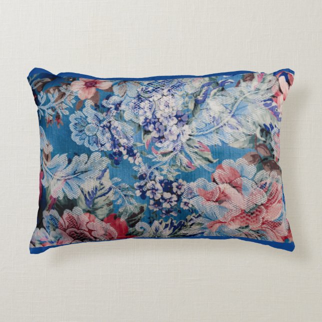 Floral Embroidered Pattern Colourful Flowers  Accent Pillow (Front)